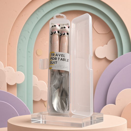 Cartoon Character Spoon & Fork Set | Portable Travel Cutlery