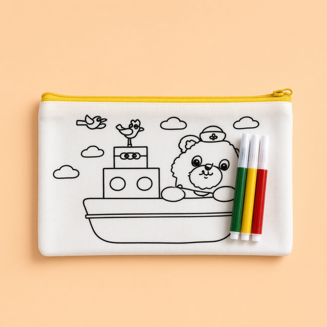 DIY Colour Your Own Pencil Pouch with sketches