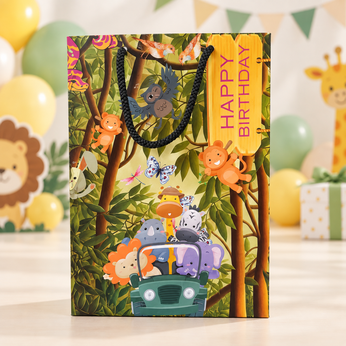 Jungle Animals Happy Birthday Gift Bag