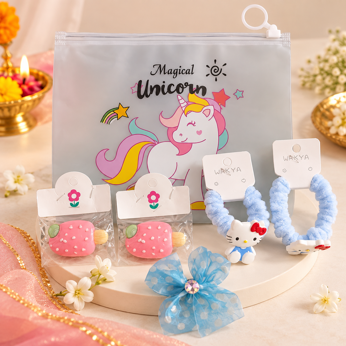 Unicorn Hair Accessories Set | Clips, Hair Ties & Bow