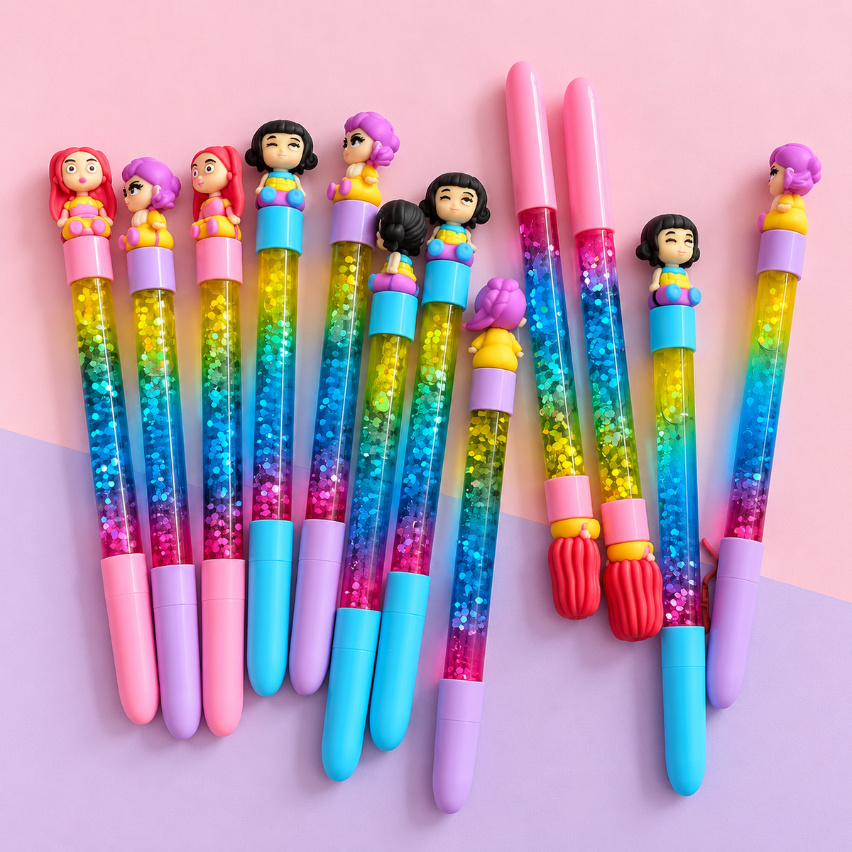 Colourful Glitter Character Pens for Kids