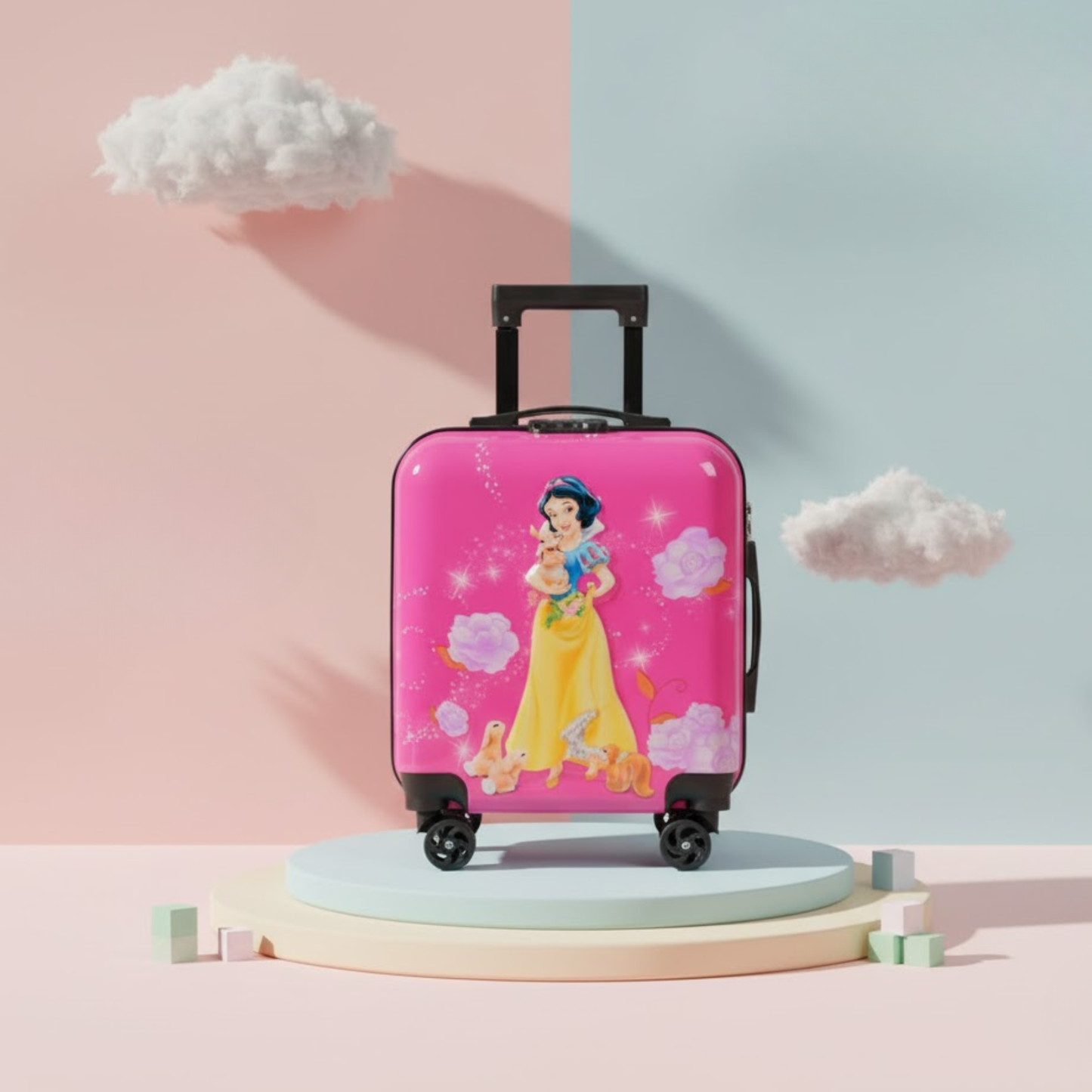 Pink color Snow white _Disney Princess Trolley suitcase for kids