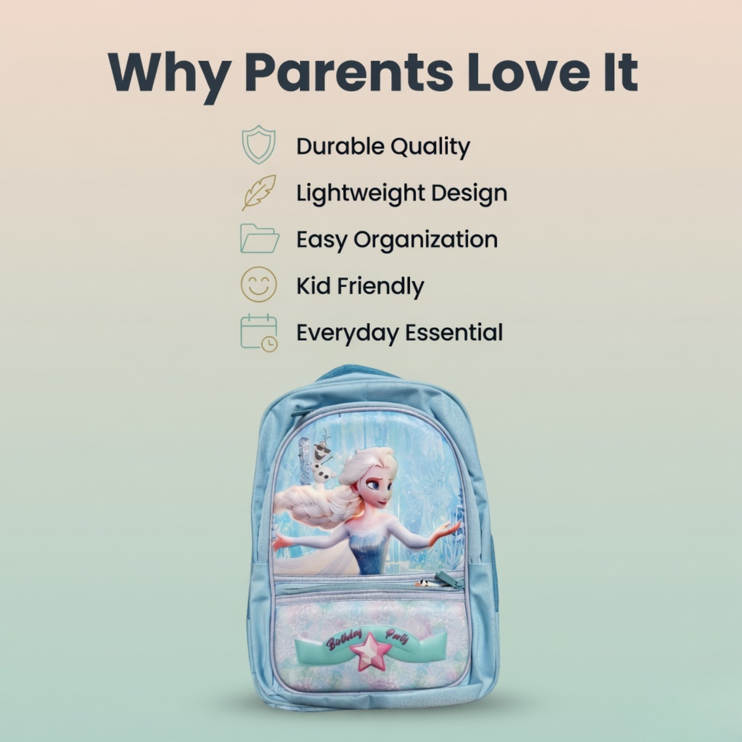 17" Frozen Theme School light weight Backpack for Kids