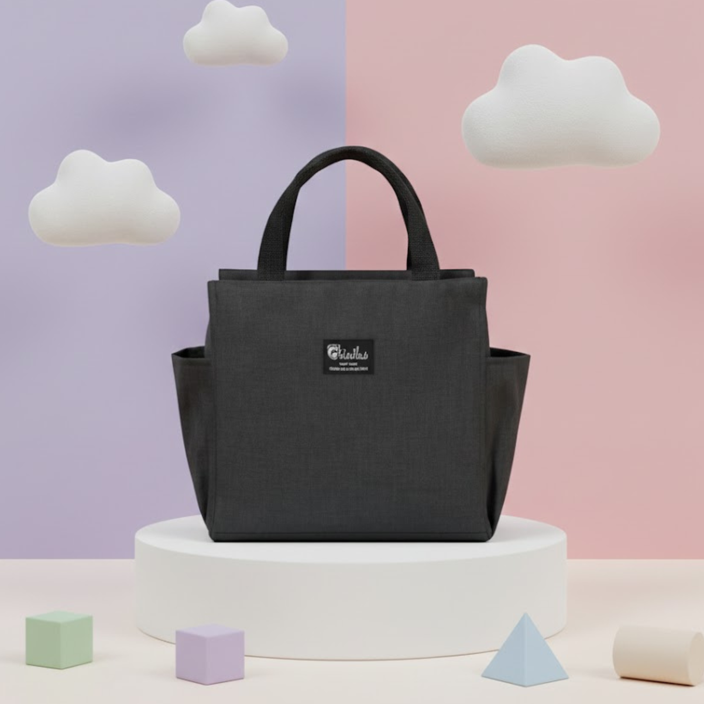 Insulated Blue Lunch Bag with Side Pockets - BIG, Spacious, Durable & Travel-Friendly