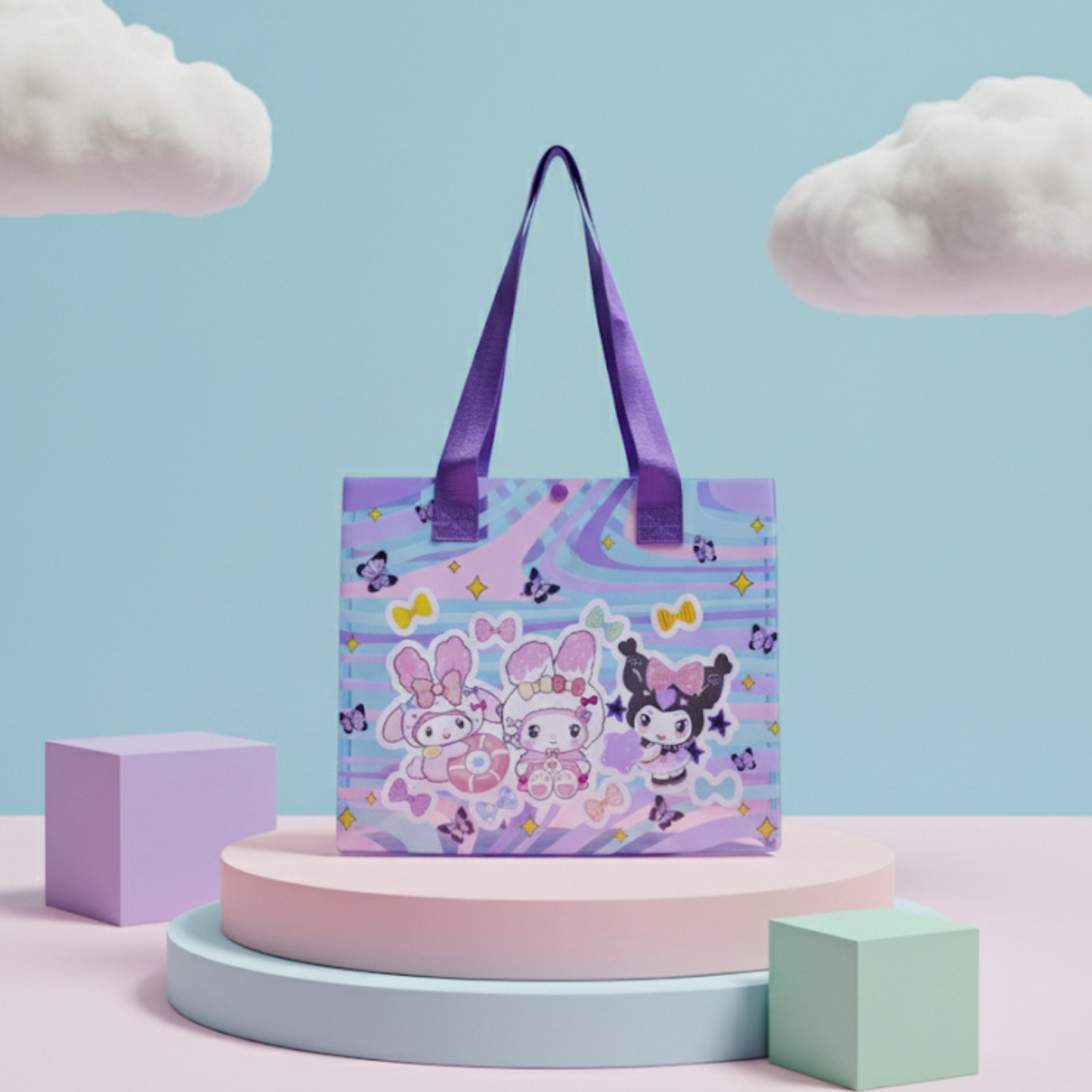 Button Closure Tote Bag