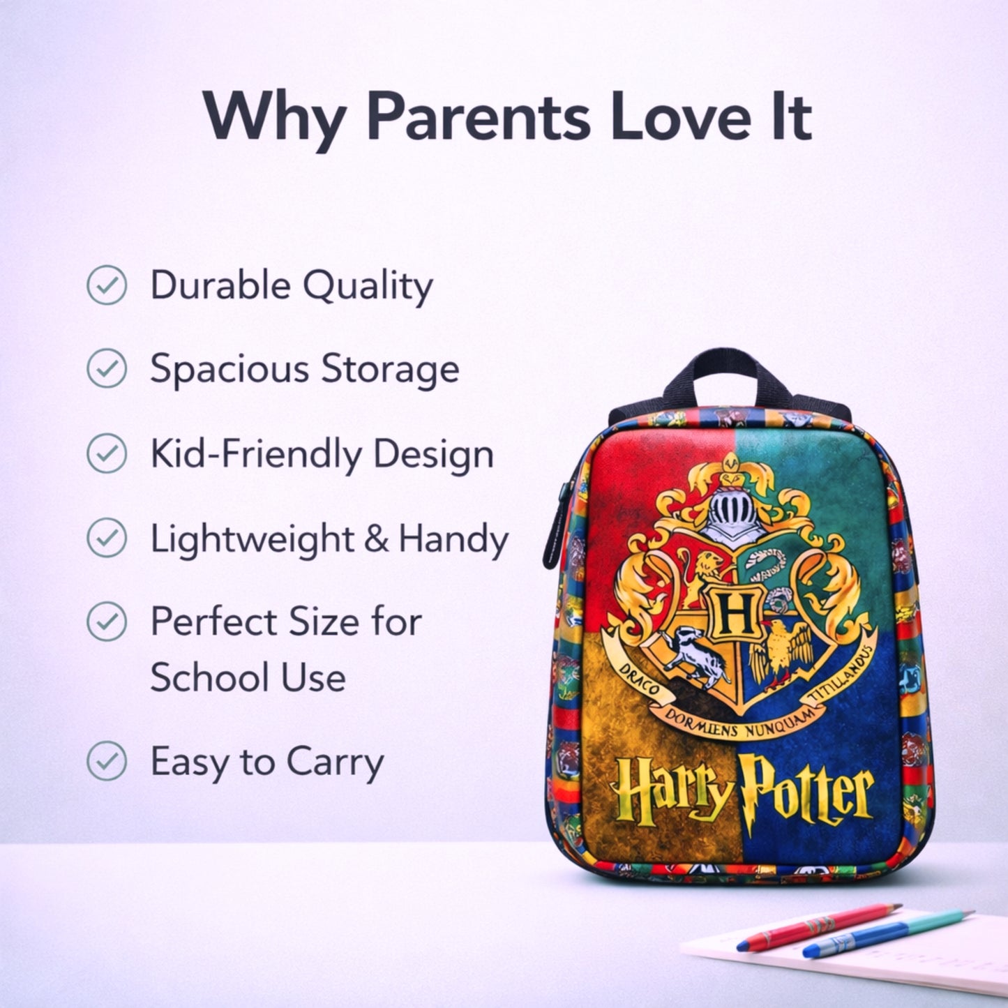 Harry Potter Hogwarts Crest Backpack | Premium School Bag (20 x 7 x 28 cm)