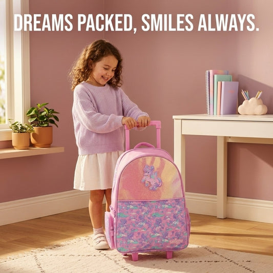 17" Smiggles Unicorn Trolley Backpack with LED Wheels