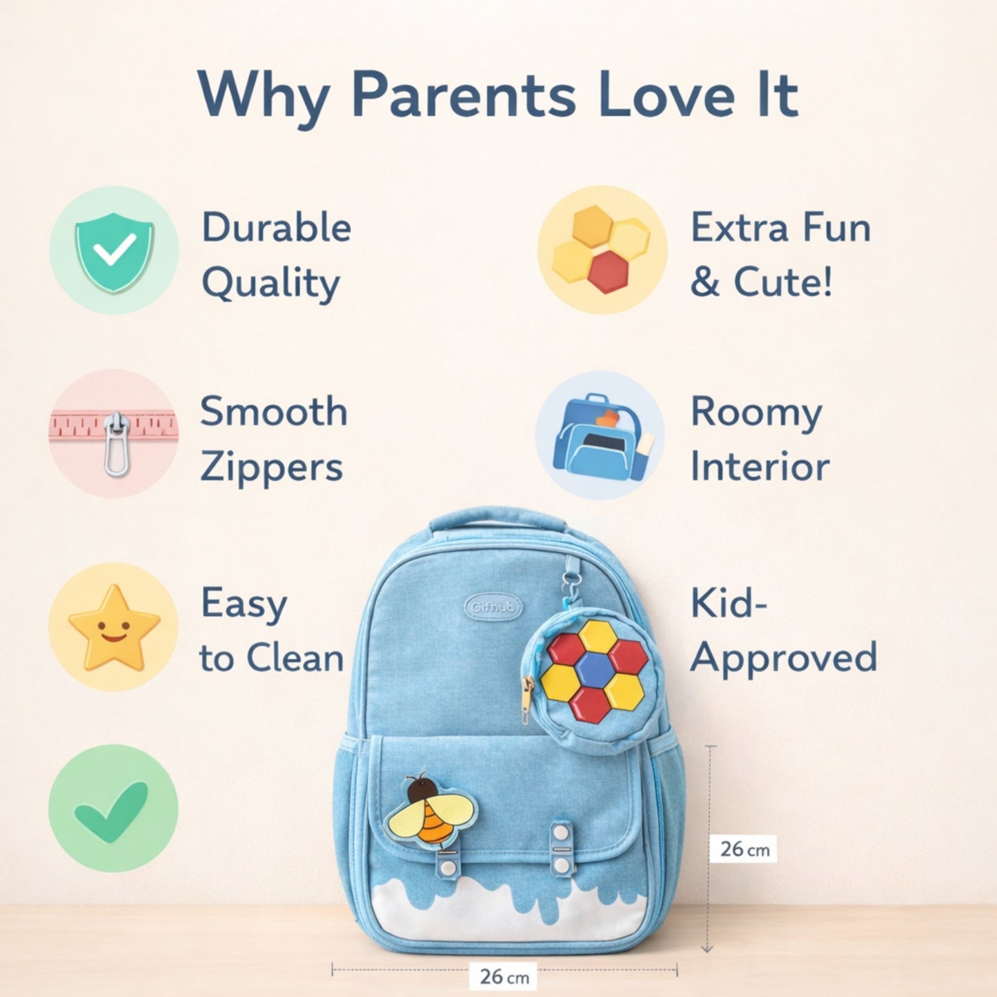 Kids School Backpack with Mini Coin Pouch