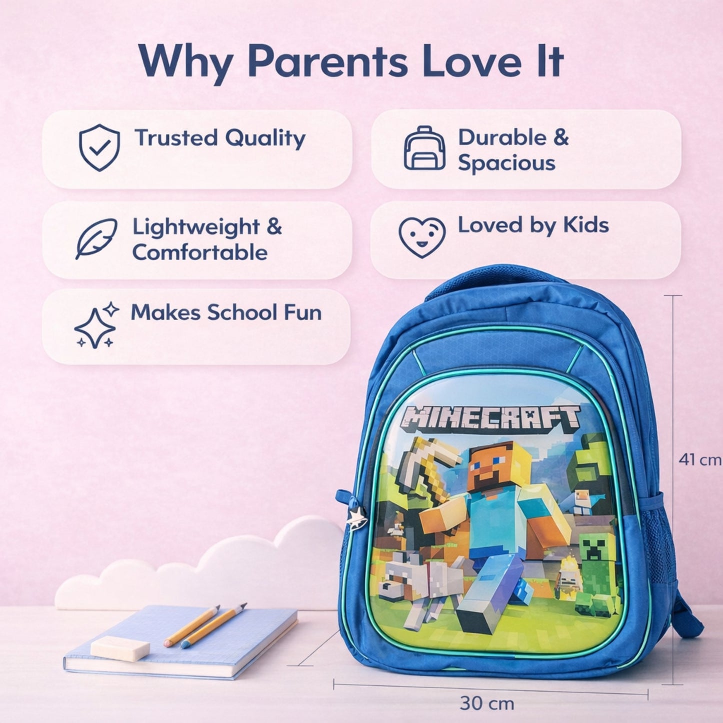 19" Minecraft School Backpack