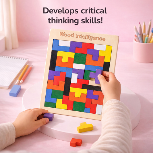 Wood Intelligence Wooden Puzzle Board – Brain Teaser Educational Puzzle for Kids