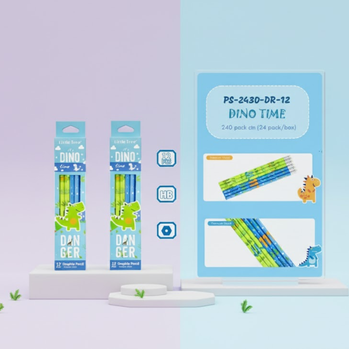 Dinosaur design HB pencils - Pack of 12