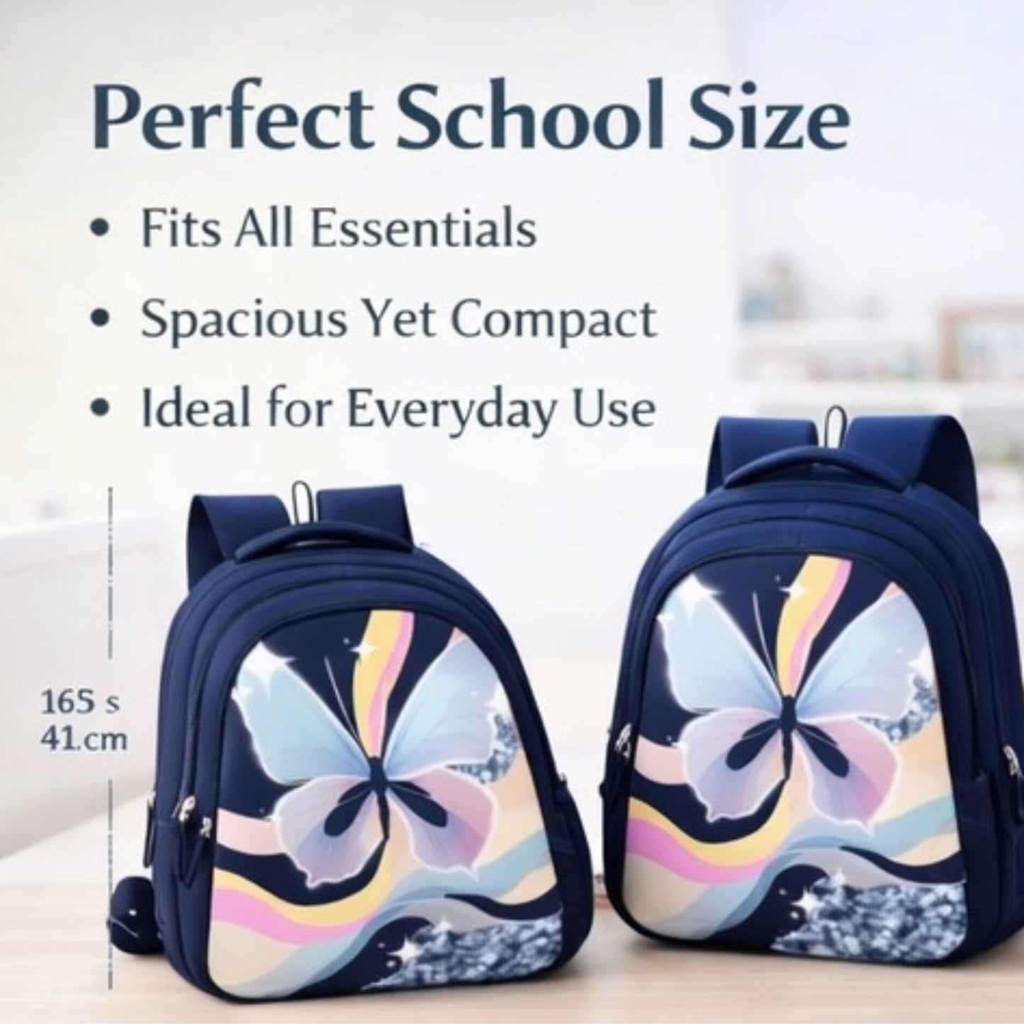 18" Stylish and light weight Butterfly School Backpack