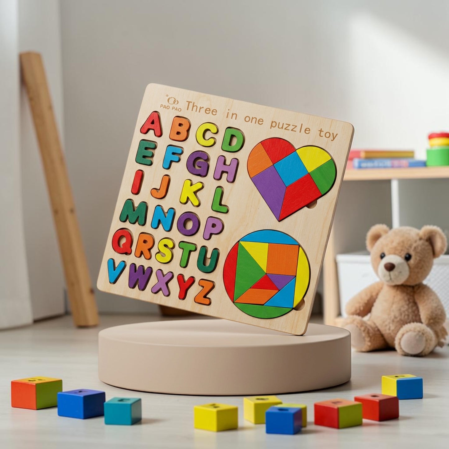 3 in 1 puzzles + alphabets wooden Board