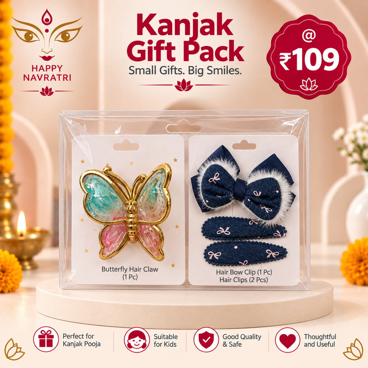 Kanjak Gift Pack | Butterfly Claw & Bow Hair Clips