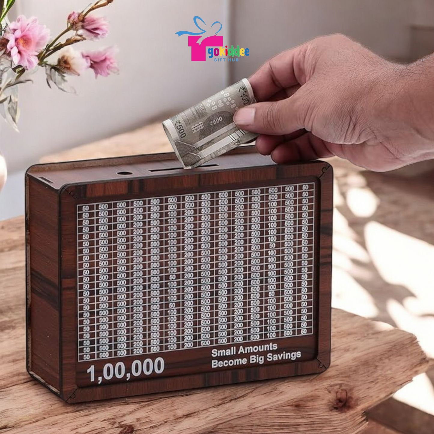 Wooden piggy bank - Rs.100000