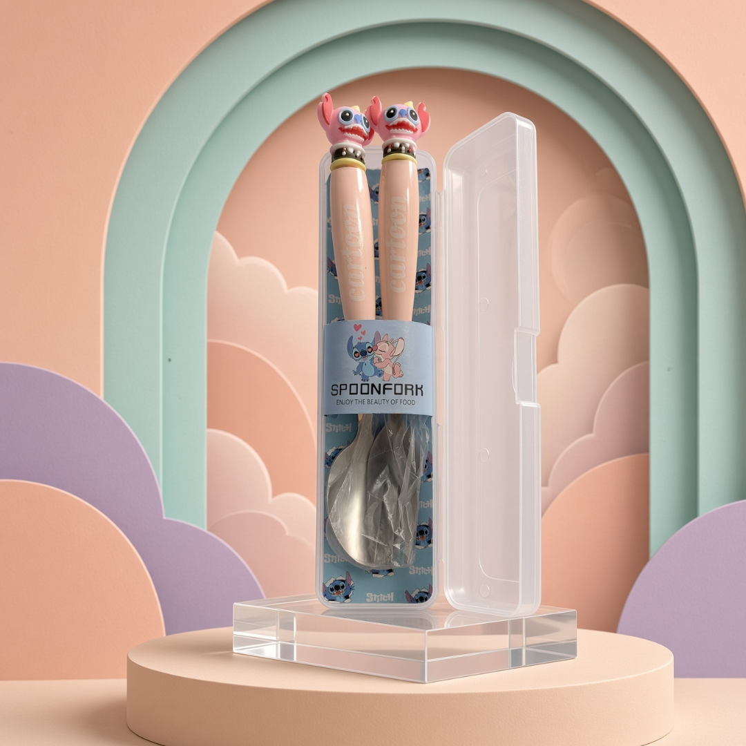 Cartoon Character Spoon & Fork Set | Portable Travel Cutlery