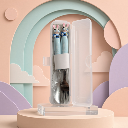 Cartoon Character Spoon & Fork Set | Portable Travel Cutlery