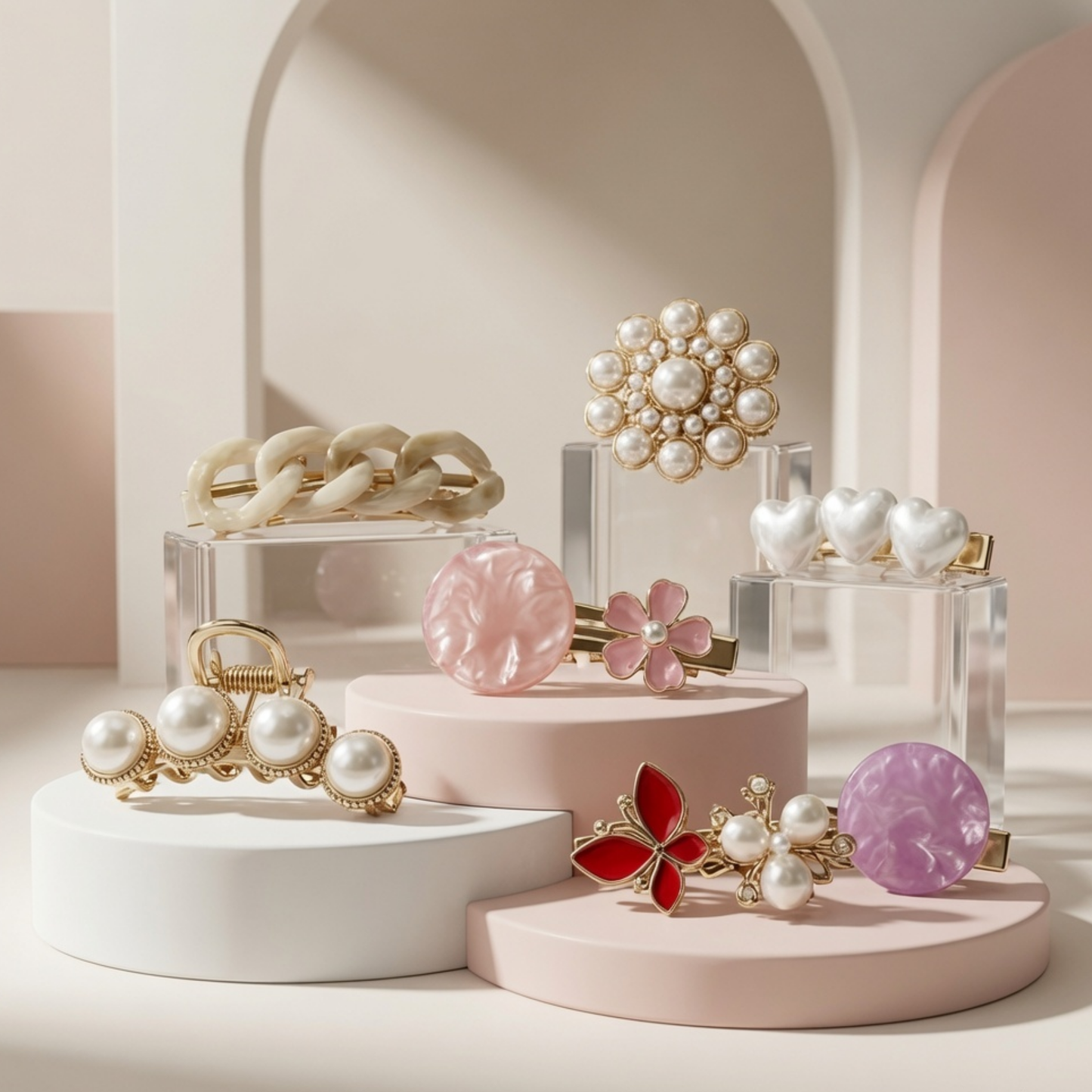 Premium Pearl & Metal Hair Clip Coll