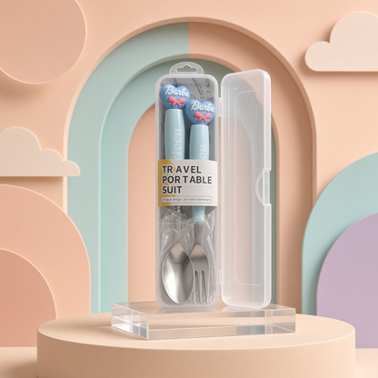 Cartoon Character Spoon & Fork Set | Portable Travel Cutlery