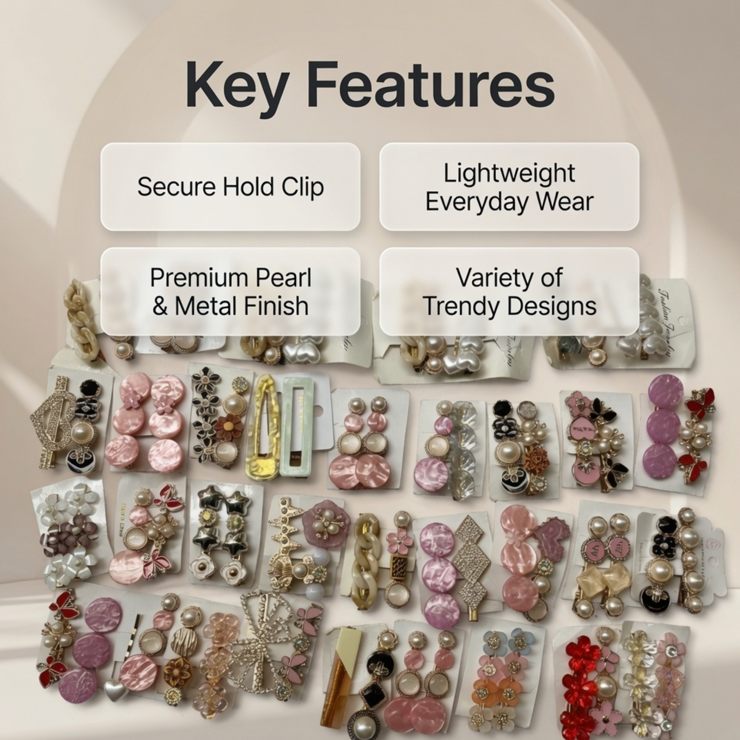Premium Pearl & Metal Hair Clip Coll