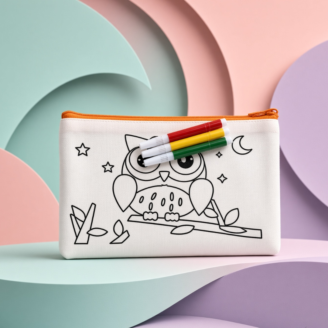 DIY Colour Your Own Pencil Pouch with sketches