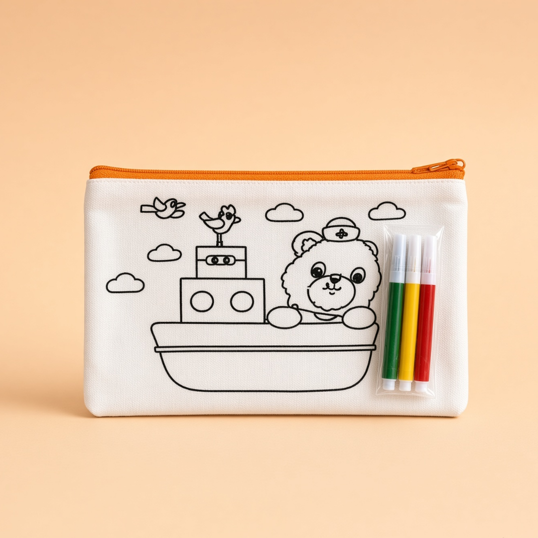 DIY Colour Your Own Pencil Pouch with sketches