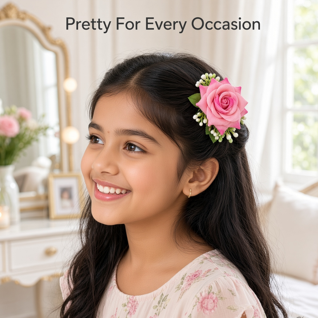 Rose Floral Hair Clip for Girls
