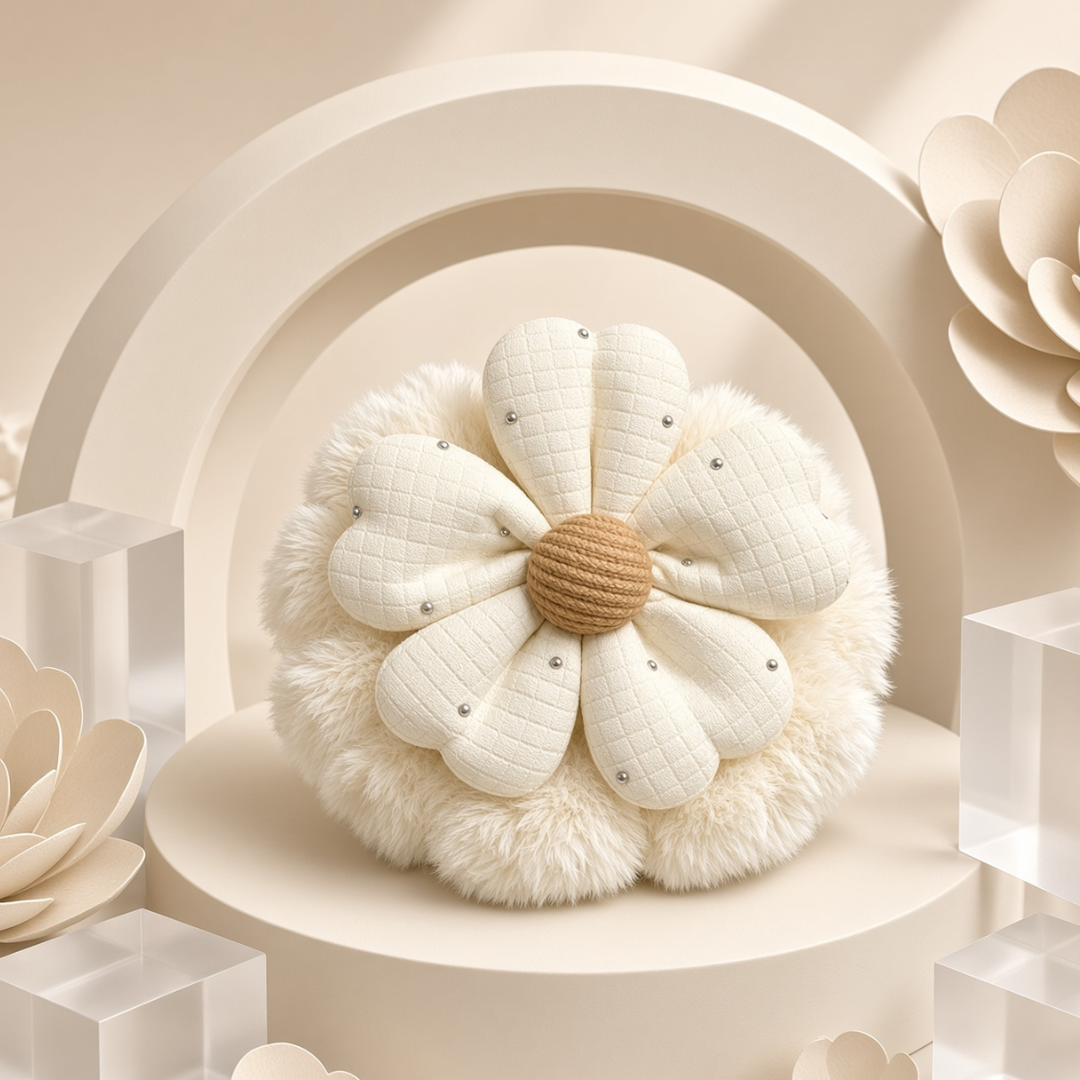 Fluffy Flower Hair Scrunchie