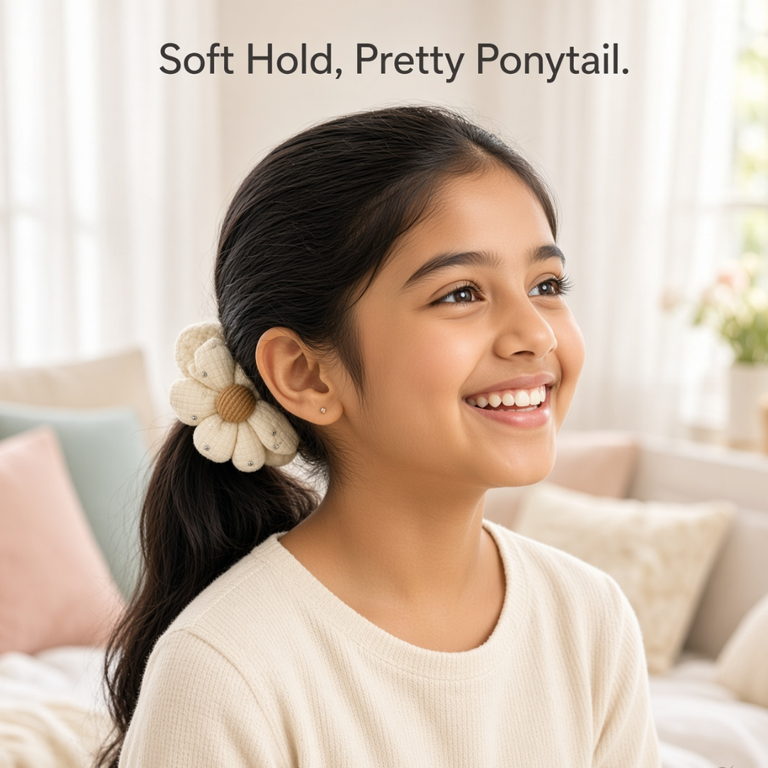 Fluffy Flower Hair Scrunchie