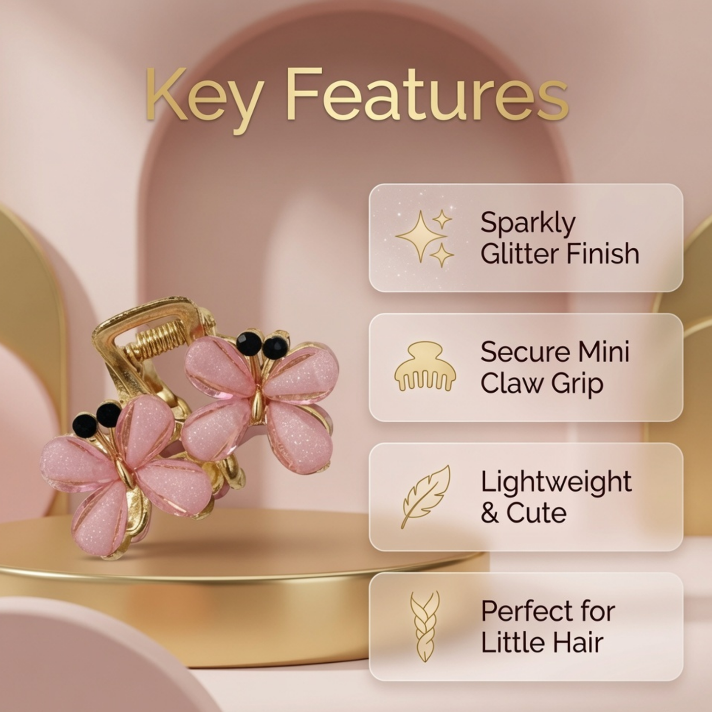 Floral Crystal Claw Hair Clip Set | 6 Colours