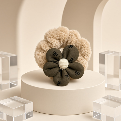 Fluffy Flower Hair Scrunchie