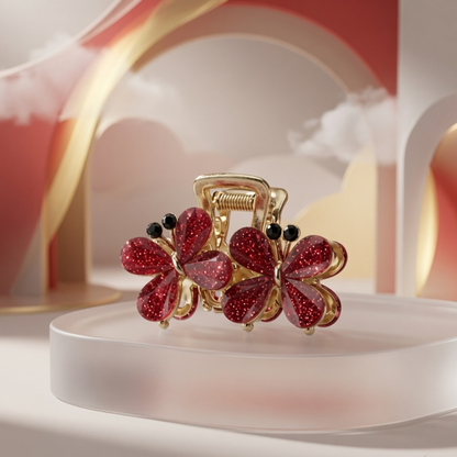 Floral Crystal Claw Hair Clip Set | 6 Colours