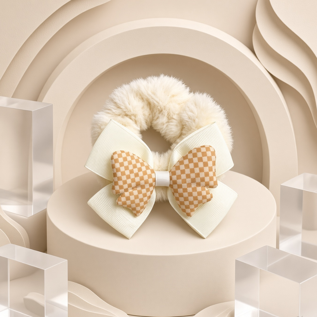 Fluffy Hair Scrunchie with Layered with Bow