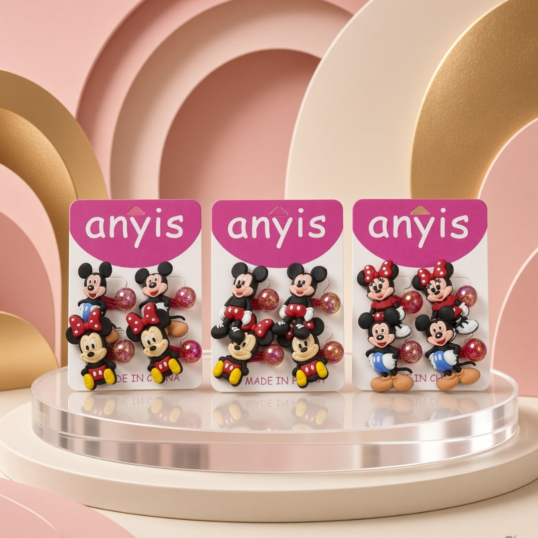 Cartoon Character Hair Rubber Bands Set of 4