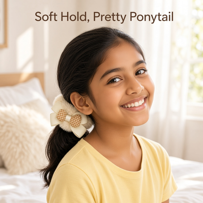 Fluffy Hair Scrunchie with Layered with Bow