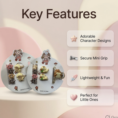 Kawaii Bear Hair Clip Set| 3D Character Snap & Claw Clips