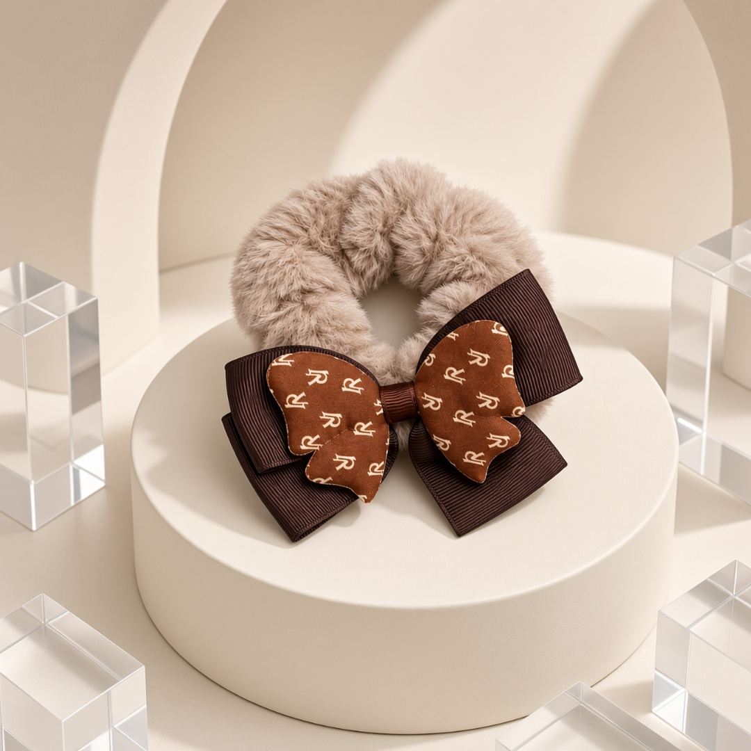 Fluffy Hair Scrunchie with Layered with Bow