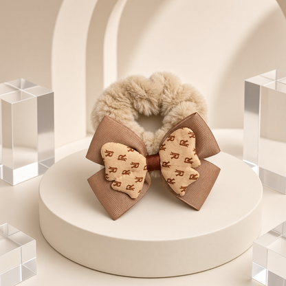 Fluffy Hair Scrunchie with Layered with Bow
