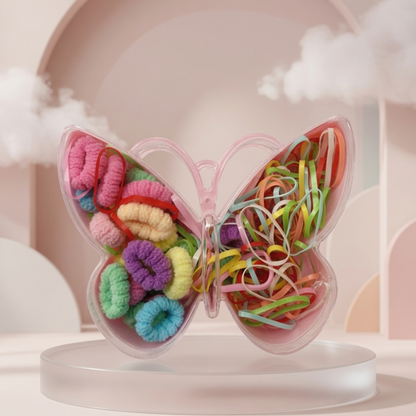 Butterfly Box Hair Ties & Rubber Bands Set | Colourful Hair Accessories