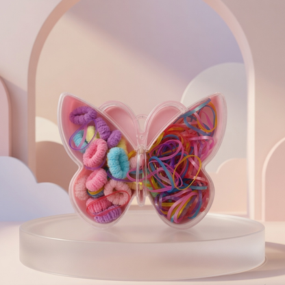 Butterfly Box Hair Ties & Rubber Bands Set | Colourful Hair Accessories