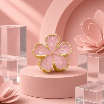 Flower Hair Claw Clip with Gold-Tone Trim