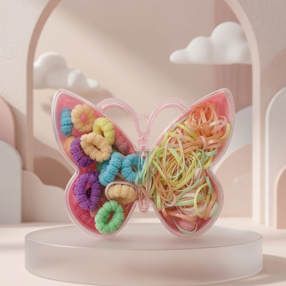 Butterfly Box Hair Ties & Rubber Bands Set | Colourful Hair Accessories