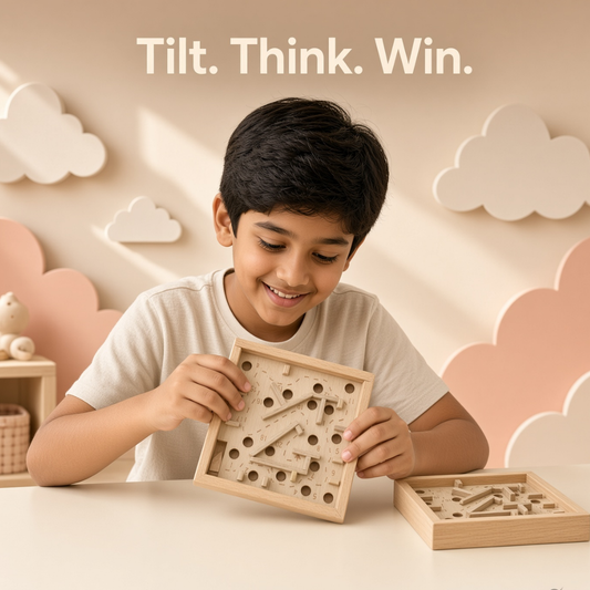 Wooden Tilt Maze Board Game for Kids