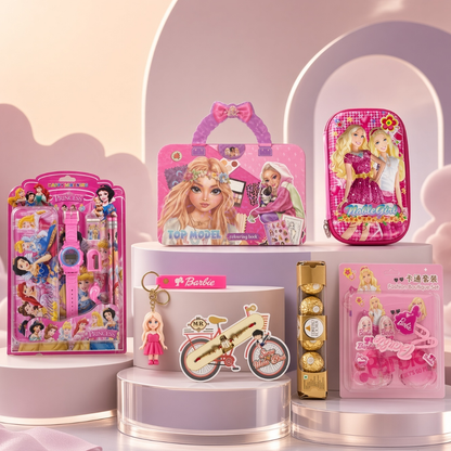 8 in 1 Barbie & Princess Gift Hamper for Girls | Premium Gift Cover Included