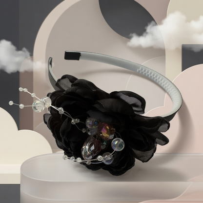 Organza Flower Hair Claw Clip | Pearl & Crystal Centre Jaw Clip