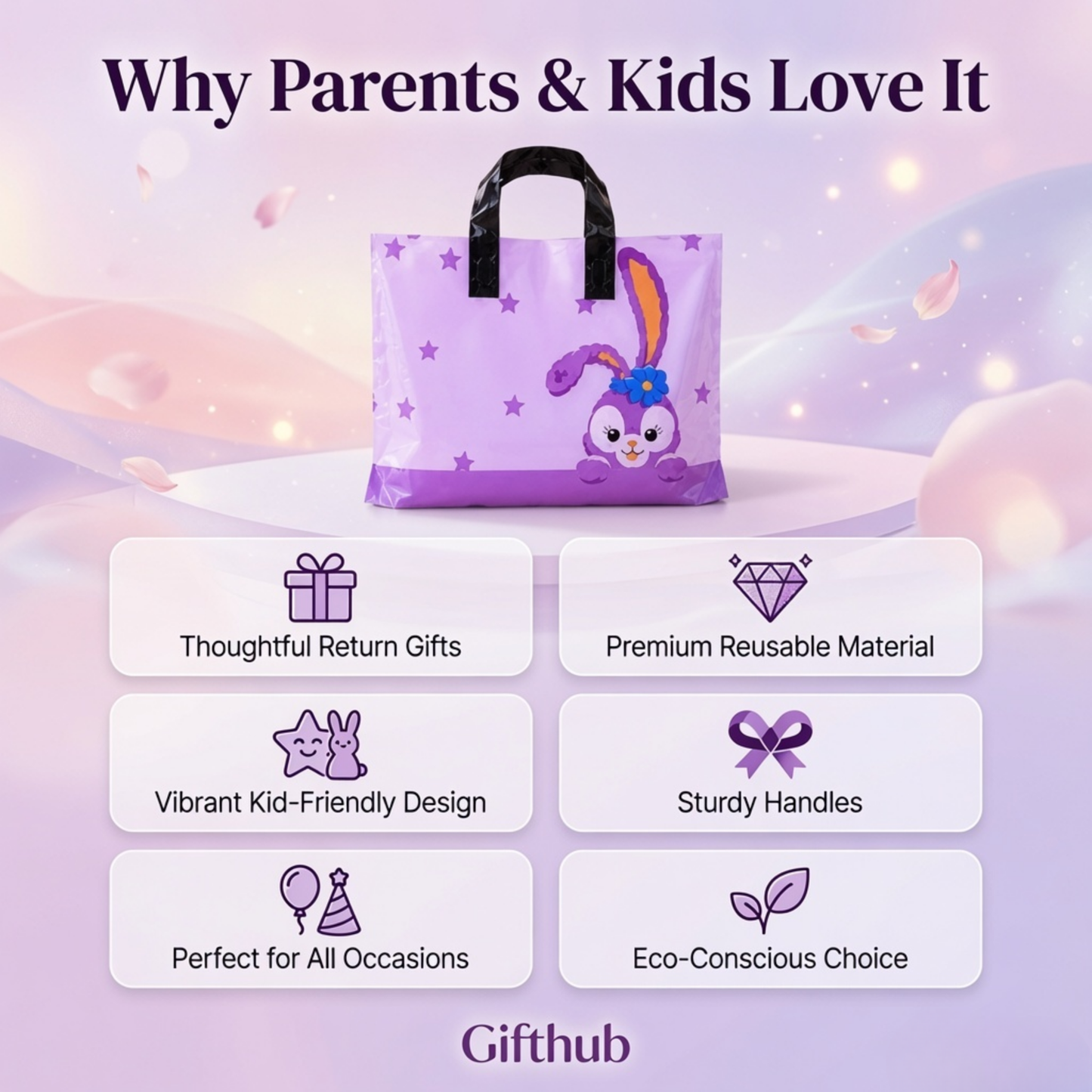 Cute Purple Bunny Premium return gift cover