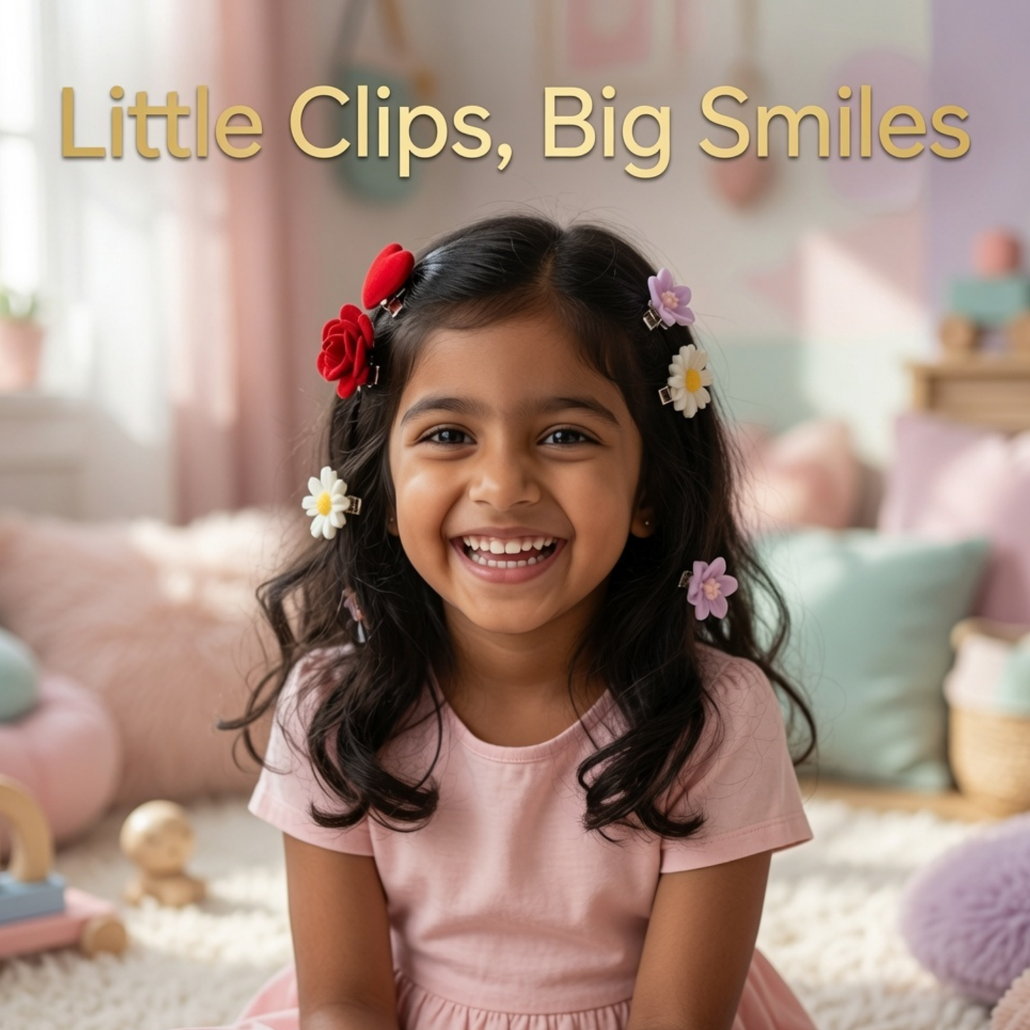 Mini Character Snap Hair Clip Set for Kids | Hearts, Flowers & Daisy