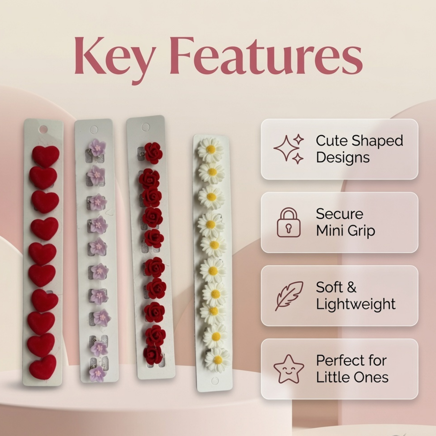 Mini Character Snap Hair Clip Set for Kids | Hearts, Flowers & Daisy