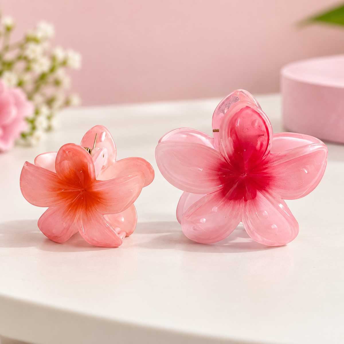Acrylic Flower Claw Clip Combo | Big & Medium Sizes