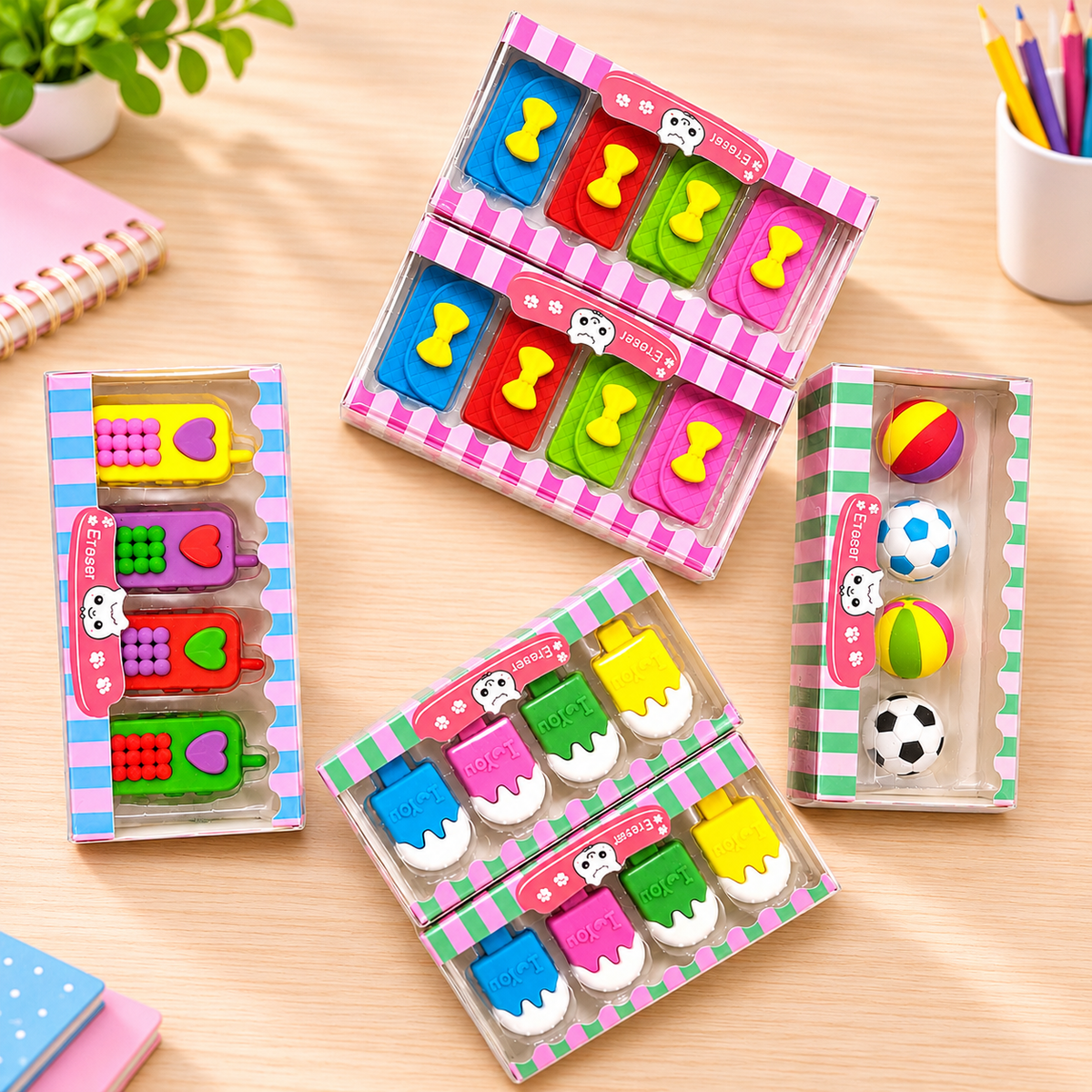 Cute Novelty Erasers Set for Kids